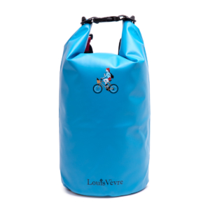 Sac Artistic bleu clair, décoré avec une fille à vélo - Louis Vèvre